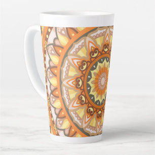 Herbstliches elegantes Mandala-Design im Boho-Stil Milchtasse