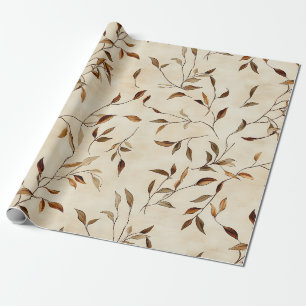 Herbstliches gepresstes Blatt in Braun, Gold und O Geschenkpapier