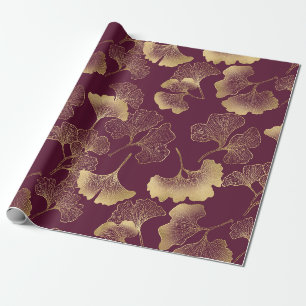 Herbstliches Gold-Ginkgo-Blattmuster Geschenkpapier