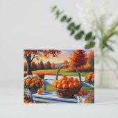 Herbstliches Land Zitrusfrüchte-Korb Ernte Postkarte (Stehend Vorderseite)