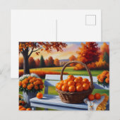 Herbstliches Land Zitrusfrüchte-Korb Ernte Postkarte (Vorne/Hinten)