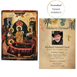Herbstliches orthodoxes christliches Begräbnis Einladung