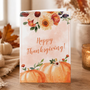 Herbstliches Thanksgiving-Karten mit Blumen Karte