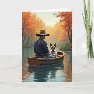 Herbstliches Vatertags-Kartenmotiv am Fluss Karte