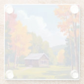 Herbstliches Zuhause Seeufer Cottage Glasuntersetzer (Rückseite)