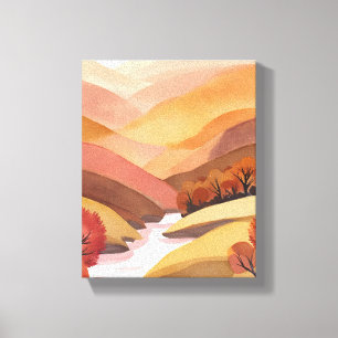Herbstliches Zuhause Wasserfarbenlandschaft des Leinwanddruck