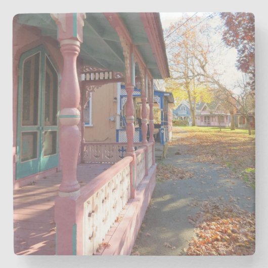 Herbstlichter auf der Hütte - Martha's Vineyard Steinuntersetzer (Vorderseite)