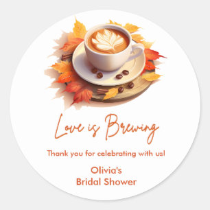 Herbstliebe braut Hochzeitsdusche brauen Kaffee  Runder Aufkleber
