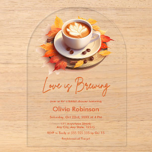 Herbstliebe Brautparty - Coffee Love is Brewing  Acryleinladungen