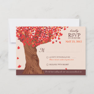 Herbstliebe Romantische Eiche Hochzeit RSVP Karte