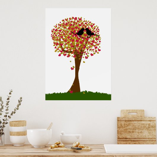 Herbstliebenvögel Poster (Küche)