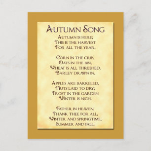 Herbstlied Erntedankgedicht Postkarte