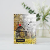 Herbstlied mit Vogelkäfig und er Postkarte (Stehend Vorderseite)