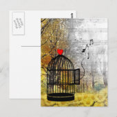 Herbstlied mit Vogelkäfig und er Postkarte (Vorne/Hinten)