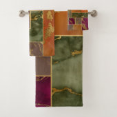 Herbstluxus | Geometrisches Gold Jewel Tone Marmor Badhandtuch Set (Insitu)