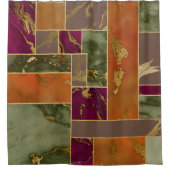 Herbstluxus | Geometrisches Gold Jewel Tone Marmor Duschvorhang (Vorderseite)
