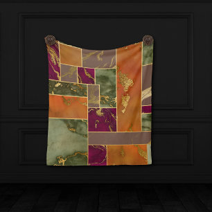 Herbstluxus Geometrisches Gold Jewel Tone Marmor Fleecedecke