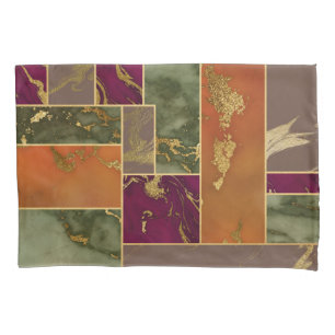 Herbstluxus Geometrisches Gold Jewel Tone Marmor Kissenbezug