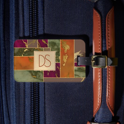 Herbstluxus | Jewel Tone Gold Geometric Marble Gepäckanhänger (Vorderseite Insitu 4)