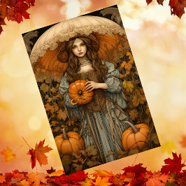 Herbstmädchen mit Dach Pumpkin Fall Decoupage Seidenpapier