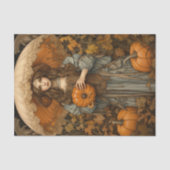 Herbstmädchen mit Dach Pumpkin Fall Decoupage Seidenpapier (Vorderseite)