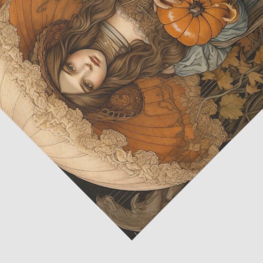 Herbstmädchen mit Dach Pumpkin Fall Decoupage Seidenpapier (Ausschnitt)