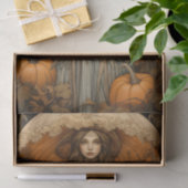 Herbstmädchen mit Dach Pumpkin Fall Decoupage Seidenpapier (Geschenk)