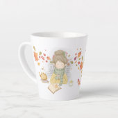 Herbstmädchen mit fliegenden Blätter Milchtasse (Linke Ecke)