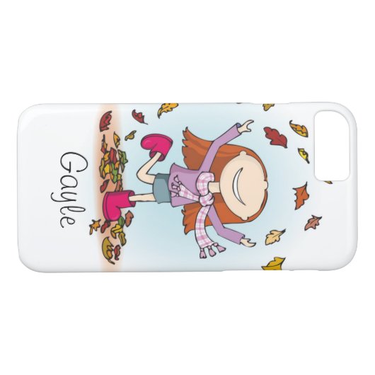 Herbstmädchen spielt mit Blätter Case-Mate iPhone Hülle (Rückseite (Horizontal))