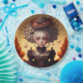 Herbstmädchen und ihr Extravaganter Hut Pappteller (Party)