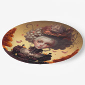 Herbstmädchen und ihr Extravaganter Hut Pappteller (Schrägansicht)