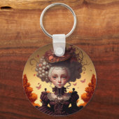 Herbstmädchen und ihr Extravaganter Hut Schlüsselanhänger (Vorderseite)