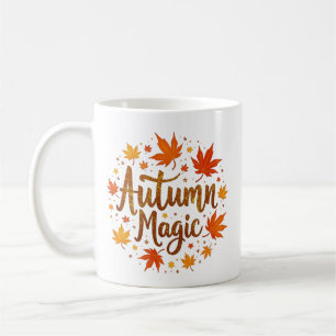 Herbstmagie Herbstblätter Saisonale Typografie Des Kaffeetasse