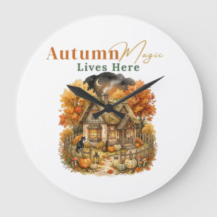 Herbstmagie lebt hier große wanduhr