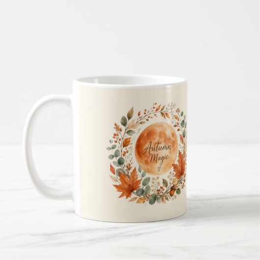 Herbstmagie Mond Botanischer Kaffeebecher Kaffeetasse (Links)