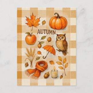 Herbstmagie-Postkarte Gemütlicher Herbst Eule Kürb Postkarte