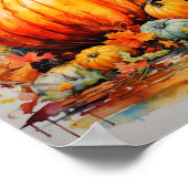 Herbstmagie: Pumpkins in lebhafter Wasserfarbe Poster (Ecke)