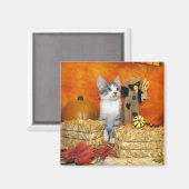 Herbstmagnet für Schweineschuppe - Katze / Kätzche Magnet (Vorderseite/Rückseite)