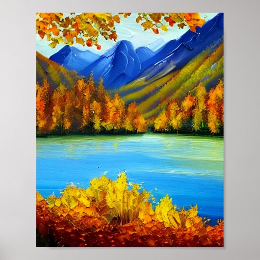 Herbstmalerei auf See und Berge Poster (Vorne)