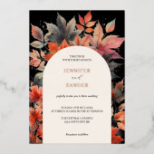 Herbstmapelleaf Hochzeit Elegantes Wasserfarben Sc Folieneinladung (Vorderseite)