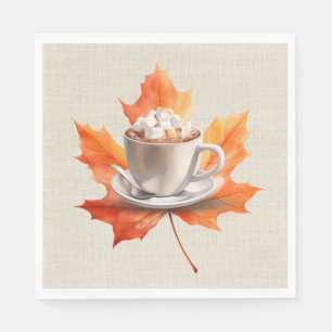Herbstmapelleaf und heißes Kakao Serviette