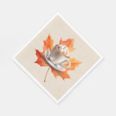 Herbstmapelleaf und heißes Kakao Serviette (Ecke)