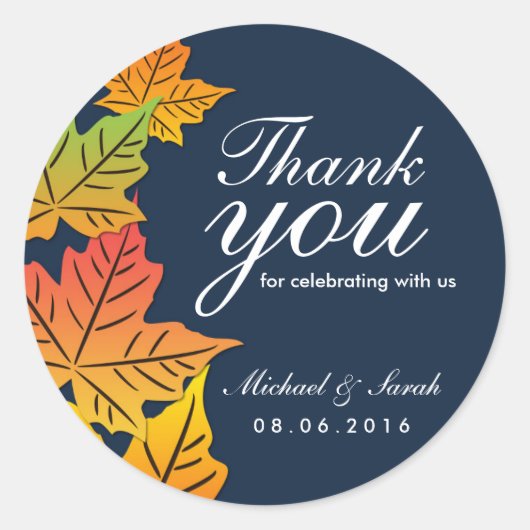 Herbstmapelleaf Vielen Dank Sticker Navy Blue (Vorderseite)