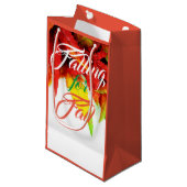 Herbstmapfelblatt stürzen elegant rot kleine geschenktüte (Vorderseite Schrägansicht)