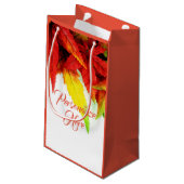 Herbstmapfelblatt stürzen elegant rot kleine geschenktüte (Rückseite Schrägansicht)