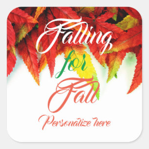 Herbstmapfelblatt stürzen elegant rot quadratischer aufkleber