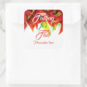 Herbstmapfelblatt stürzen elegant rot quadratischer aufkleber (Tasche)