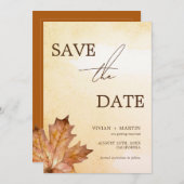 Herbstmapfelleaf Brunt Orange Wasserfarbe Save The Date (Vorne/Hinten)