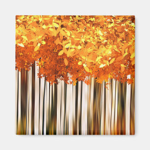 Herbstmapfelwald künstlerisch orange graue Streife Magnet