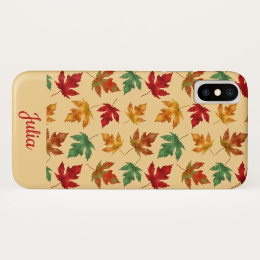 Herbstmapier Blätter mit individuelle Name Case-Mate iPhone Hülle (Rückseite (Horizontal))